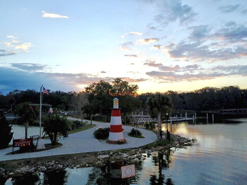Historic downtown Mount Dora at golden hour